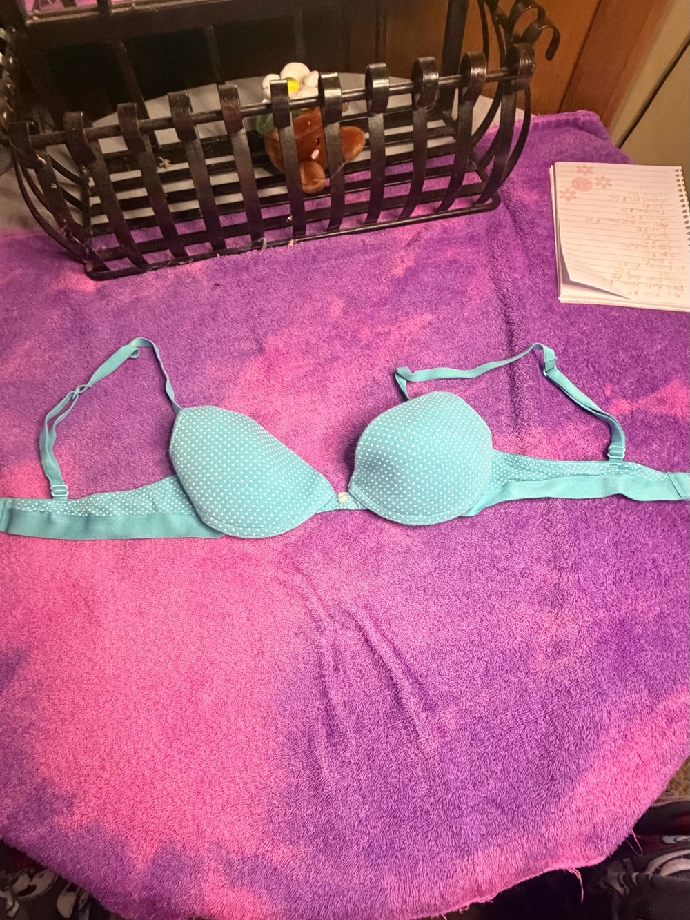 SO Teal Polka Dot Push-Up Bra